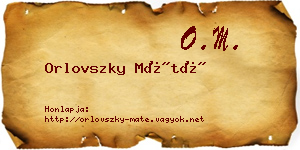 Orlovszky Máté névjegykártya